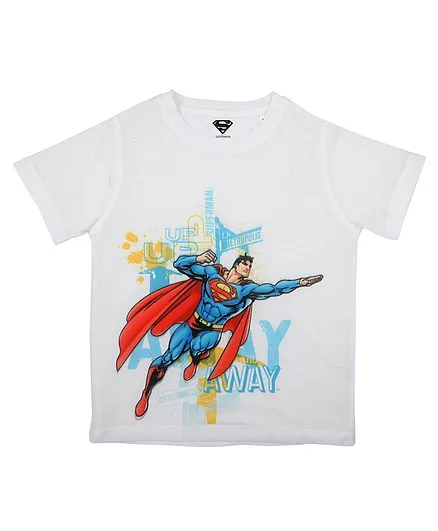 Superman By Crossroads Superman Print Half Sleeves Tee - White