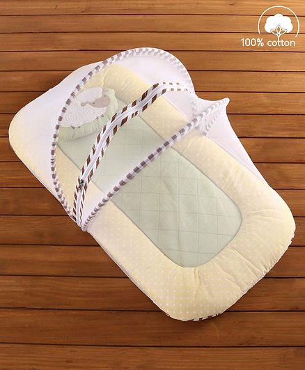 Babyhug Premium Gadda Set With Mosquito Net Farm Theme - Multicolor