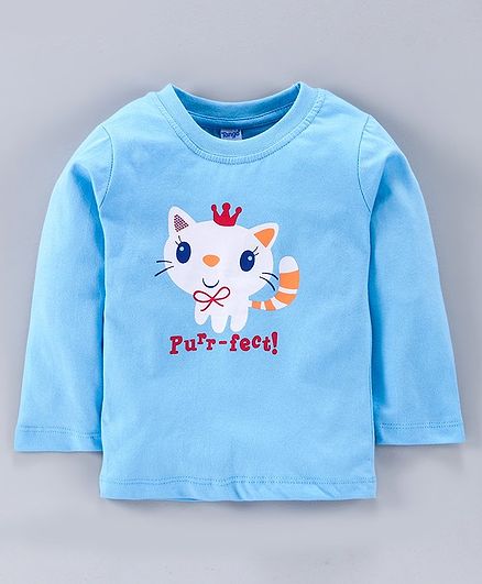 Tango Full Sleeves T-Shirts Kitty Print - Blue