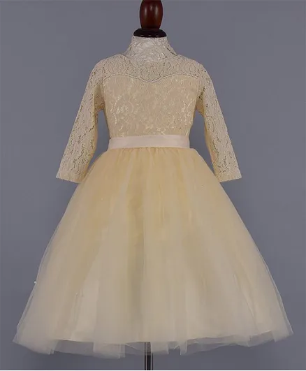 WhiteHenz Clothing Full Sleeves Lacey Dress - Cream