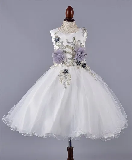 WhiteHenz Clothing Flower Decorated Sleeveless Dress - Grey