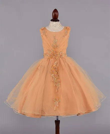 WhiteHenz Clothing Beads Detailed Sleeveless Dress - Golden