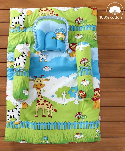 Babyhug Cotton Bedding Set Jungle Print - Blue
