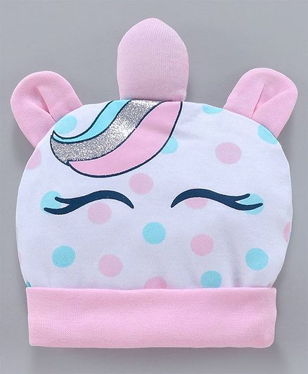 Babyoye Cotton Cap Polka Dot Print - White