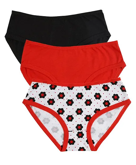 Claesens Holland Pack of 3 Flower Print Panties - Red & Black