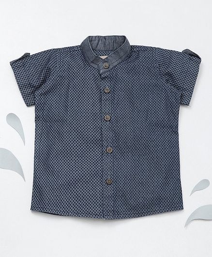 Knotty Kids Half Sleeves Printed Shirt - Blue
