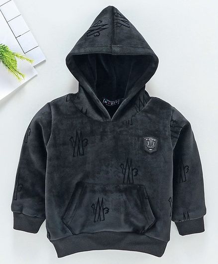 Noddy Printed Full Sleeves Hoodie - Black