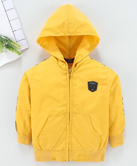Noddy Full Sleeves Side Striped Hooded Jacket - Yellow