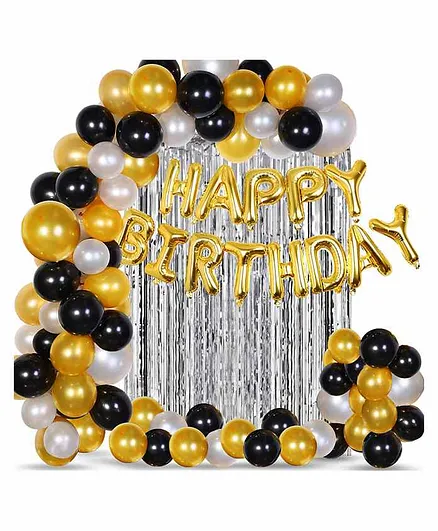 Party Propz Birthday Decor Kit Golden Silver - Pack of 33