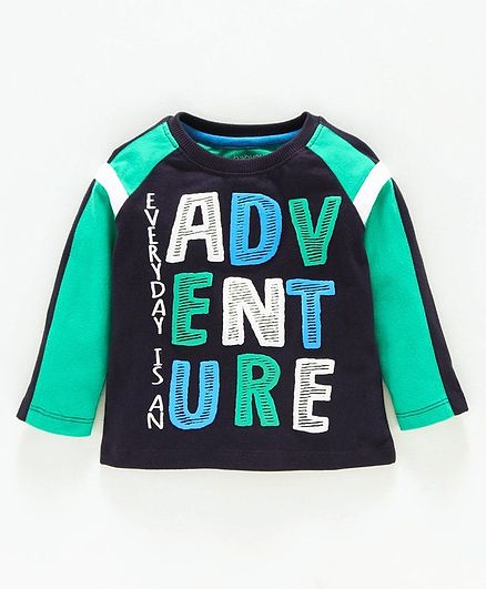 Babyoye Full Sleeves Cotton Tee Adventure Print - Navy Blue