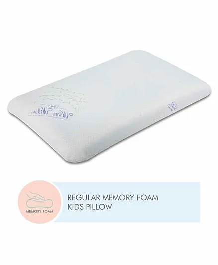 The White Willow Memory Foam Neck Support Sleeping Bed Pillow for Kids with Removable Zip Cover - White