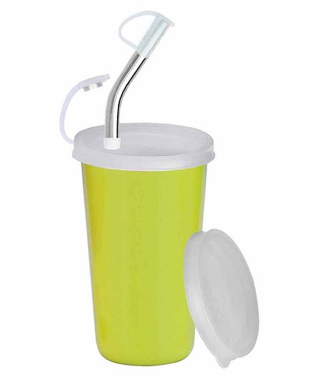 Falcon Stainless Steel Straw With Tumbler Green - 300 ml