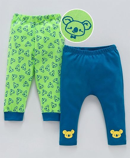 Babyoye Cotton Full Length Lounge Pants Koala Print Pack of 2 - Green Blue