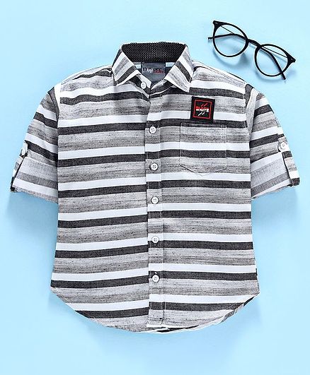 Dapper Dudes Striped Full Sleeves Shirt - Black