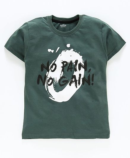 Doreme Half Sleeves Tee Text Print - Olive Green