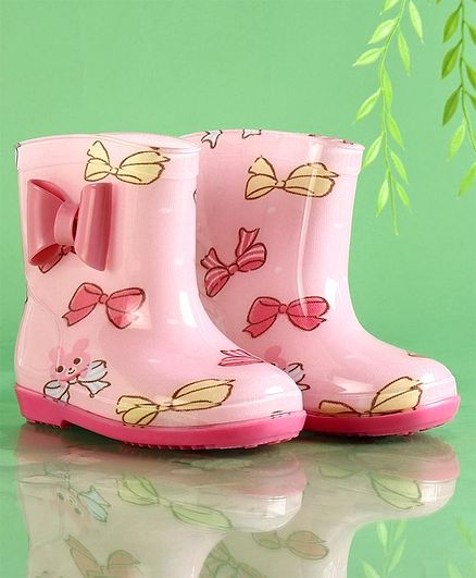 Cute Walk by Babyhug Rain Boots Bow Design - Pink