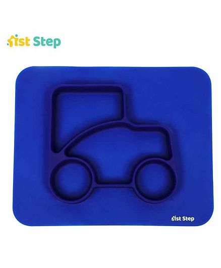 1st Step 100% Silicone Sectioned Plate - Blue