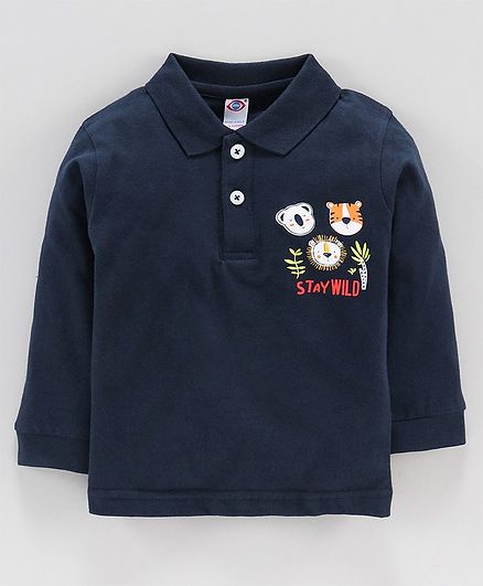 Zero Full Sleeves T-Shirt Animal Print - Navy
