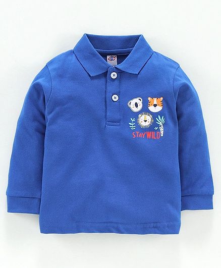Zero Full Sleeves T-Shirt Animal Print - Blue