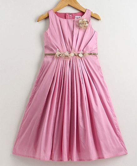 PinkCow Flower Decorated Sleeveless Gown - Pink