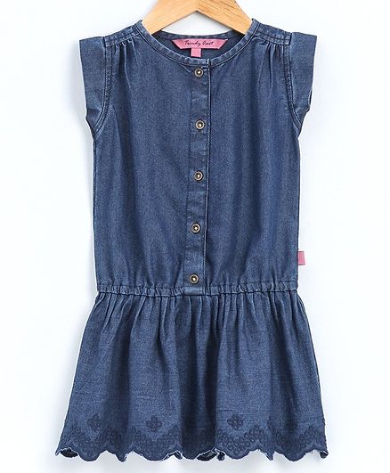 Trendy Cart Solid Sleeveless Dress - Dark Blue