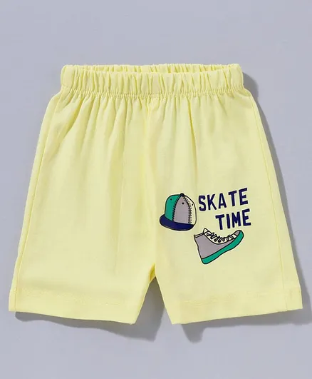 Ohms Shorts Text Print - Yellow