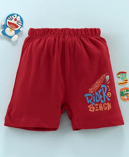 Ohms Shorts Text Print - Red