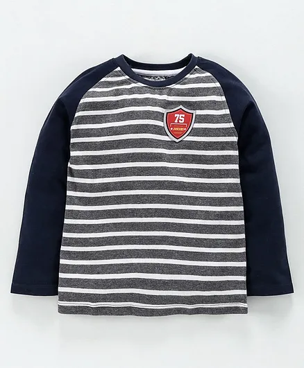 Jus Cubs Raglan Full Sleeves Striped Tee - Blue