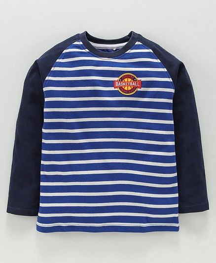 Jus Cubs Striped Full Sleeves Tee - Blue