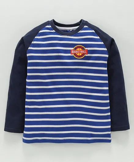 Jus Cubs Striped Full Sleeves Tee - Blue