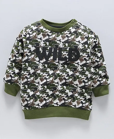 Jus Cubs Full Sleeves Camouflage Printed Sweatshirt - Green