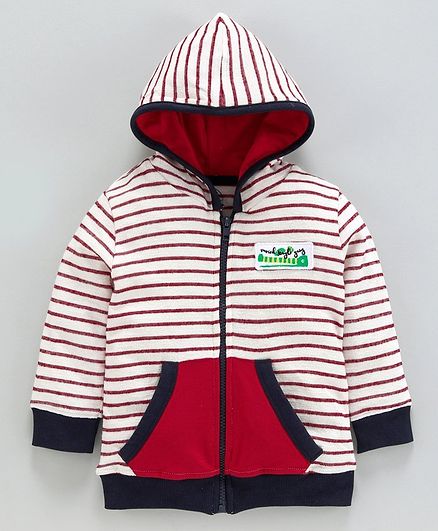 Jus Cubs Striped Full Sleeves Hooded Jacket - Multi Color