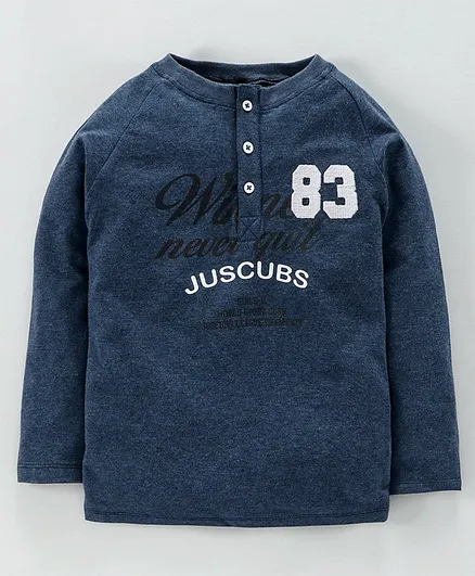 Jus Cubs Winners Never Quit Printed Full Sleeves Tee - Blue