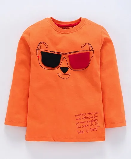 Jus Cubs Sun Glass Patch Full Sleeves Tee - Orange