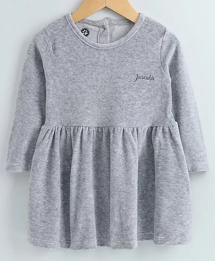 Jus Cubs Full Sleeves Solid Dress - Grey