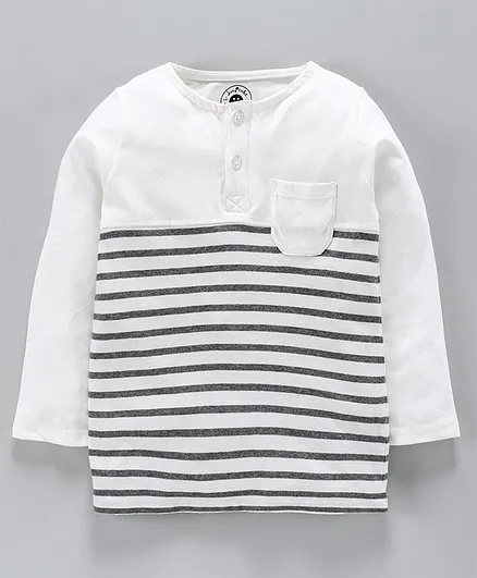 Jus Cubs Full Sleeves Striped Tee - White