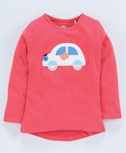 Jus Cubs Full Sleeves Car Patch Tee - Peach