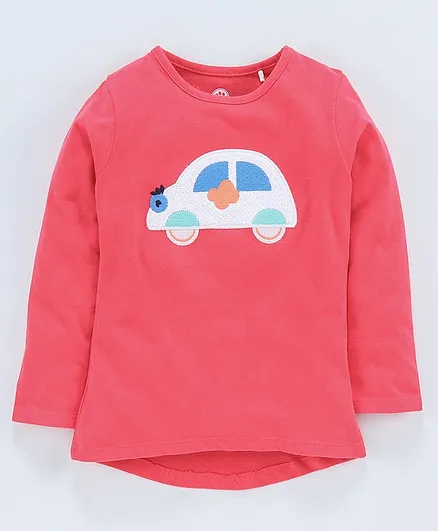 Jus Cubs Full Sleeves Car Patch Tee - Peach