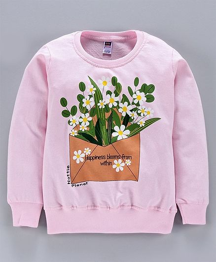 Nottie Planet Full Sleeves Floral Print Sweatshirt - Pink