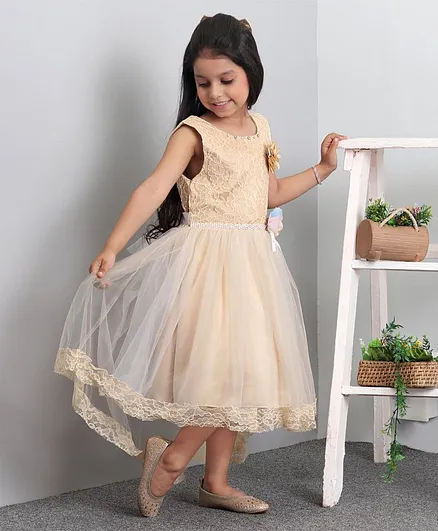 Mark & Mia Sleeveless Solid Color Net Frock - Cream