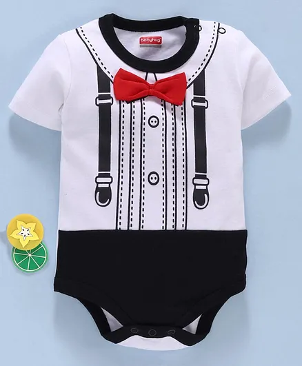 Babyhug 100% Cotton Half Sleeves Onsie - Navy Blue