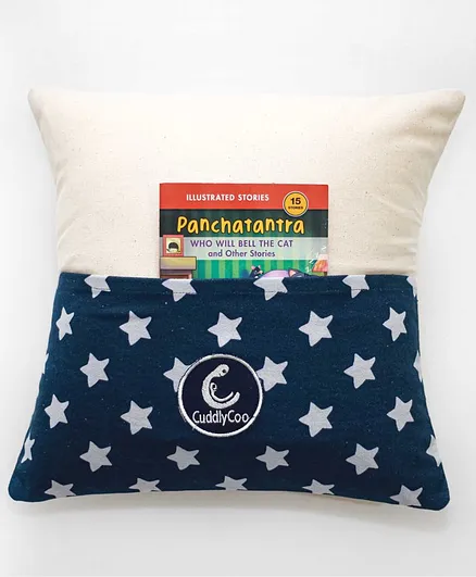 CuddlyCoo Reading Cushion with Filler Star Print - Blue