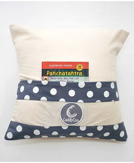CuddlyCoo Reading Cushion with Filler Polka Dot Print - Blue
