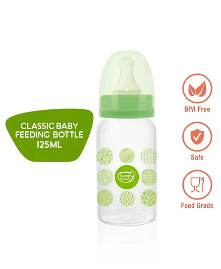 Buddsbuddy Classic BPA Free Regular Neck Baby Feeding Bottle Green- 125 ml