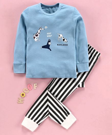 Kookie Kids Full Sleeves Night Suit - Blue