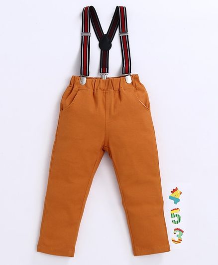 Kookie Kids Full Length Trouser with Suspenders - Brown