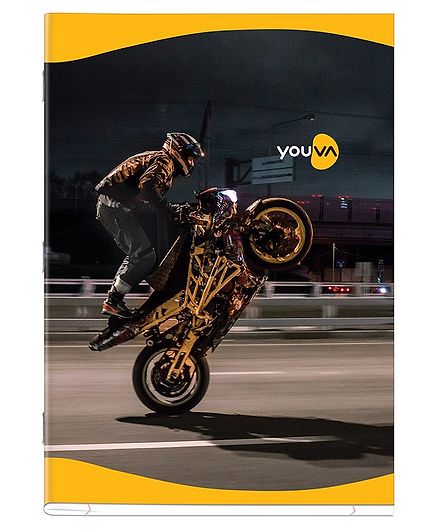 Youva Soft Bound Single Line Long Book Pack of 12 (Assorted Cover Prints) - 140 Pages Per Book