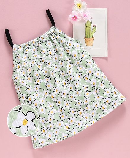 Babyhug Floral Printed Singlet Top - Green