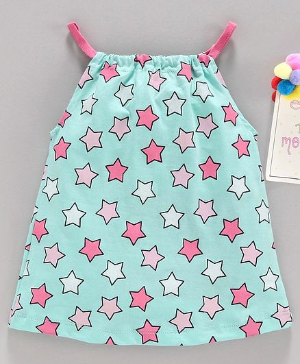 Babyhug Star Printed Singlet Top - Sea Green
