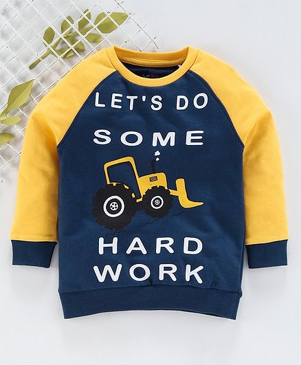 Ventra Full Sleeves Let's Do Some Hard Work Print Sweatshirt - Blue